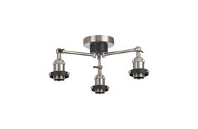 D1027SN  Dreifa Curved Round Ceiling (FRAME ONLY), 3 x E27, Satin Nickel/Black